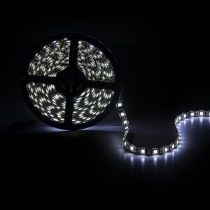 Tira de 300 LEDs 72W 4.200Lm CRI85 6000ºK SMD5050 12VDC IP65 Pcb Negro x5M 40.000H Blanco Frío