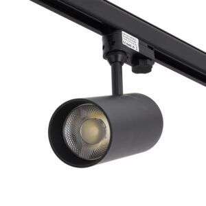 Foco de Carril Trifásico 30W COB Regulable Flicker Free Negro CCT (Tonalidad Luz Regulable) 3000-6000ºK