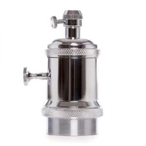 Portalámparas E27 Cobre Baquelita- Interruptor Rotativo, Color Cromo