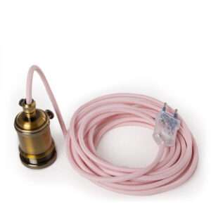 Pendel E27 Cable 5000Mm Rojo 3 X 0,75 Portalámparas Interruptor Rotativo Latón - Enchufe