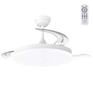 Ventilador DC "Marele· Función Verano-Invierno 48W Blanco 3 Aspas 5040lm 3500-4000-6500k Remoto y Temporizador