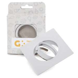 Aro Foco Downlight Basculante Cuadrado Aluminio Blanco 83/83Mm Estuche Personalizado