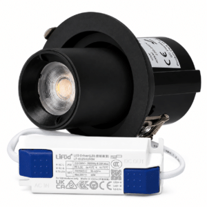 Downlight Orientable LED 10W CRI>90 90LM/W 4000ºK Driver Lifud 50.000H Blanco Natural Negro