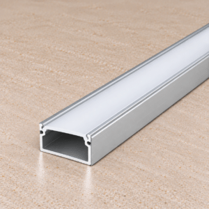 Perfíl Aluminio KIMERA-ORRE Anodizado Plata con Difusor Opal y Tapones 2,02M