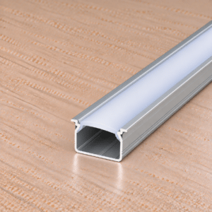 Perfíl Aluminio KIMERA-"TVED" Anodizado Plata con Difusor Opal , Tapones y Clips Sujección 2,02M