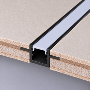 Perfíl Aluminio KIMERA-"MOSSO" Anodizado Negro con Difusor Opal , Tapones y Clips Sujección 2,02M