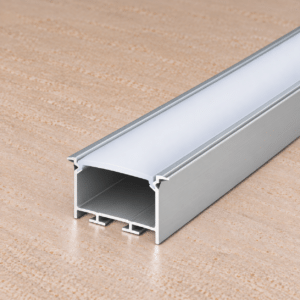 Perfíl Aluminio KIMERA-"HEDE" Anodizado Plata con Difusor Opal , Tapones y Clips Sujección 2,02M
