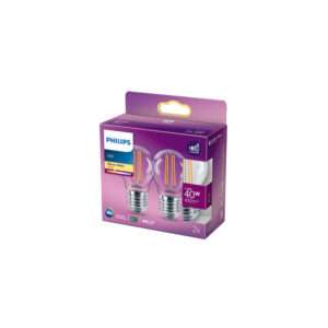 Pack 2 Bombilla LED Philips E27 P45 4.3W 470Lm 2700K