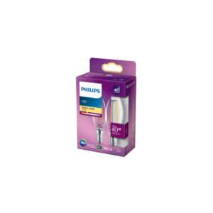 Pack 2 Bombilla LED Philips E14 B35 4.3W 470Lm 2700K