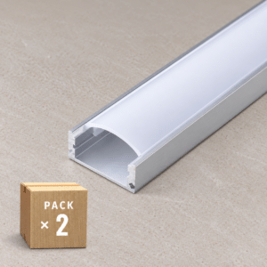 Pack 2 Perfil de Aluminio para LEDs Difusor Opal Tira 2M